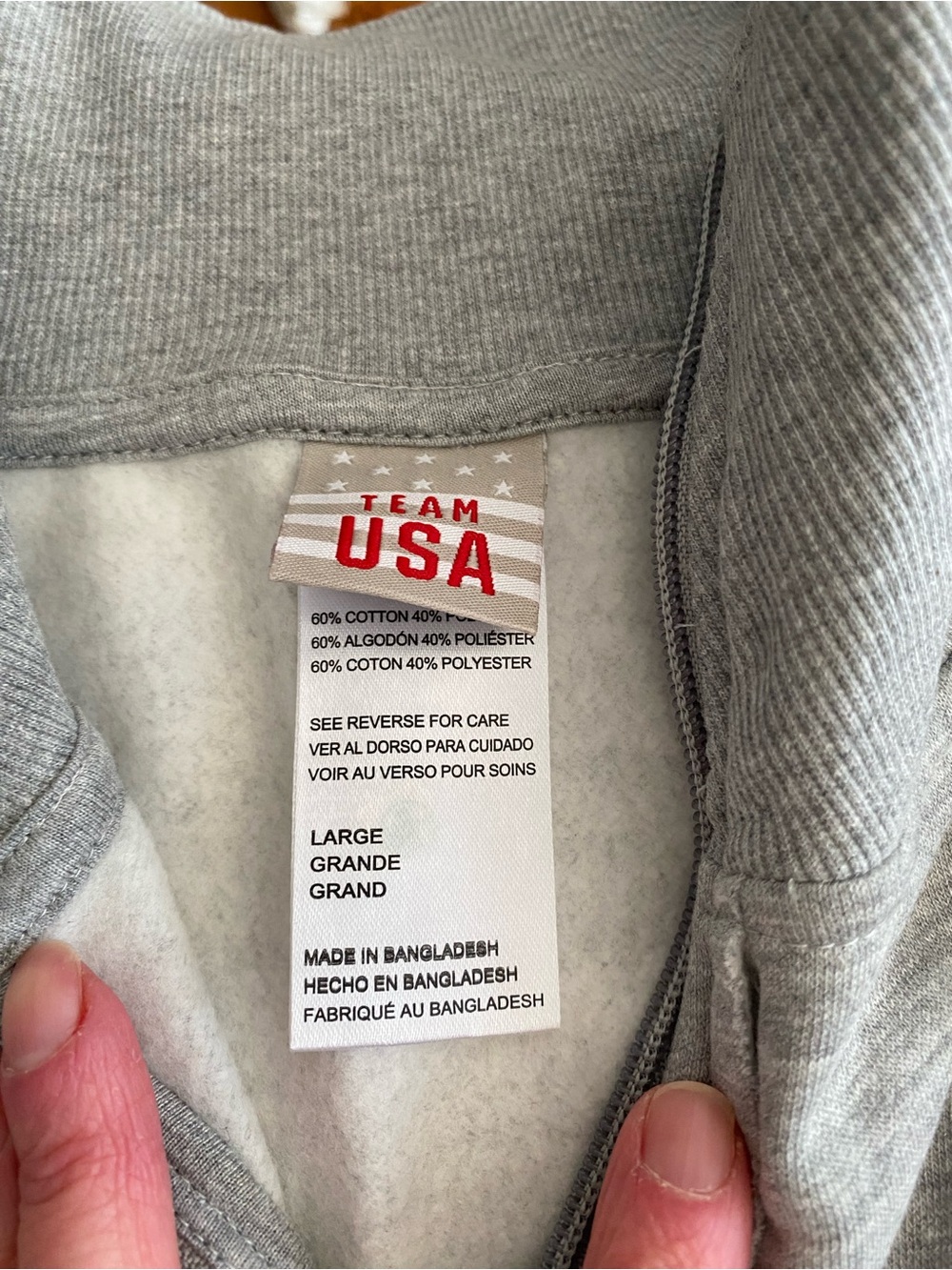 Team USA Summer Olympic Grey Half-Zip Sweatshirt with Olympic Patch - Picture 2 of 2